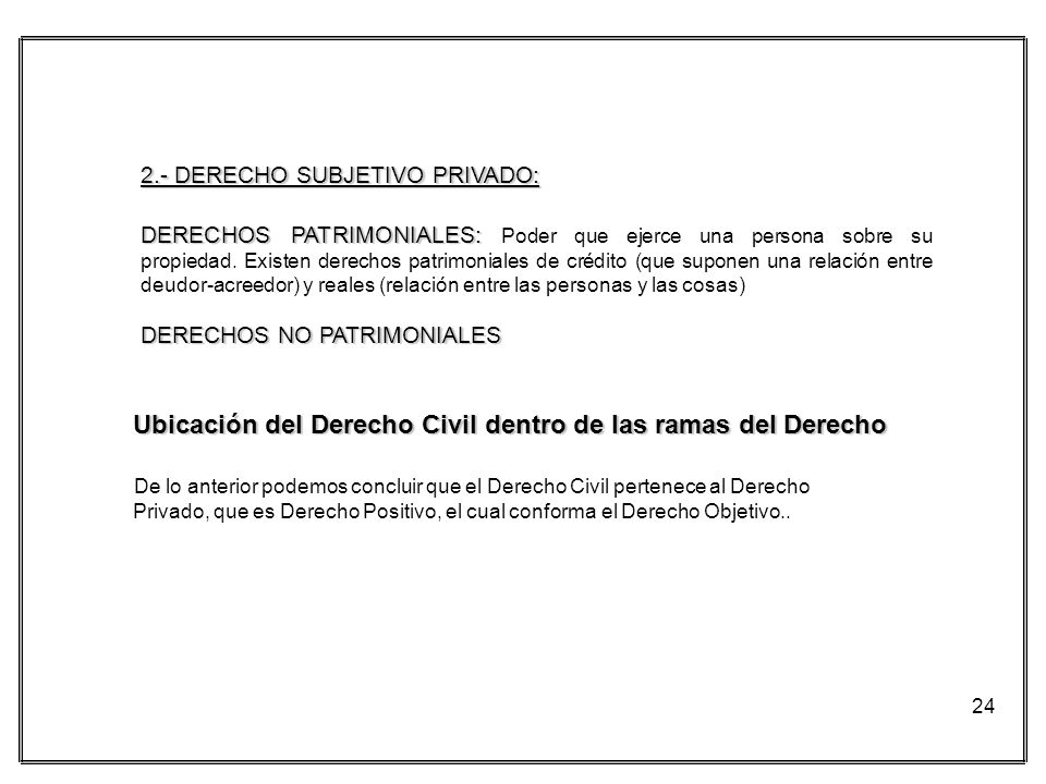 Ubicación del Derecho Civil dentro de las ramas del Derecho