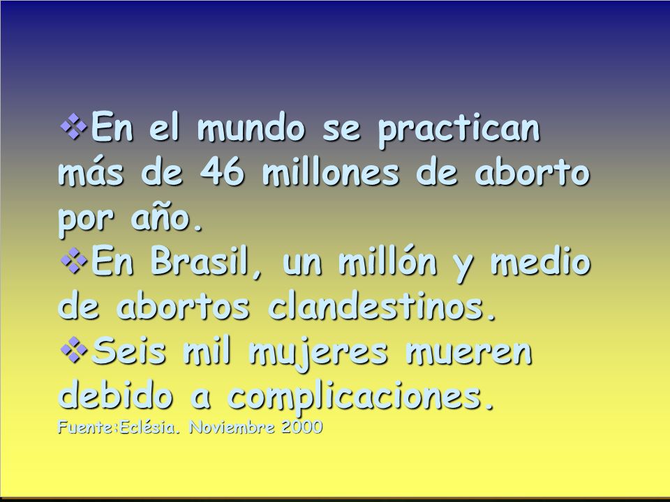 En el mundo se practican más de 46 millones de aborto por año.