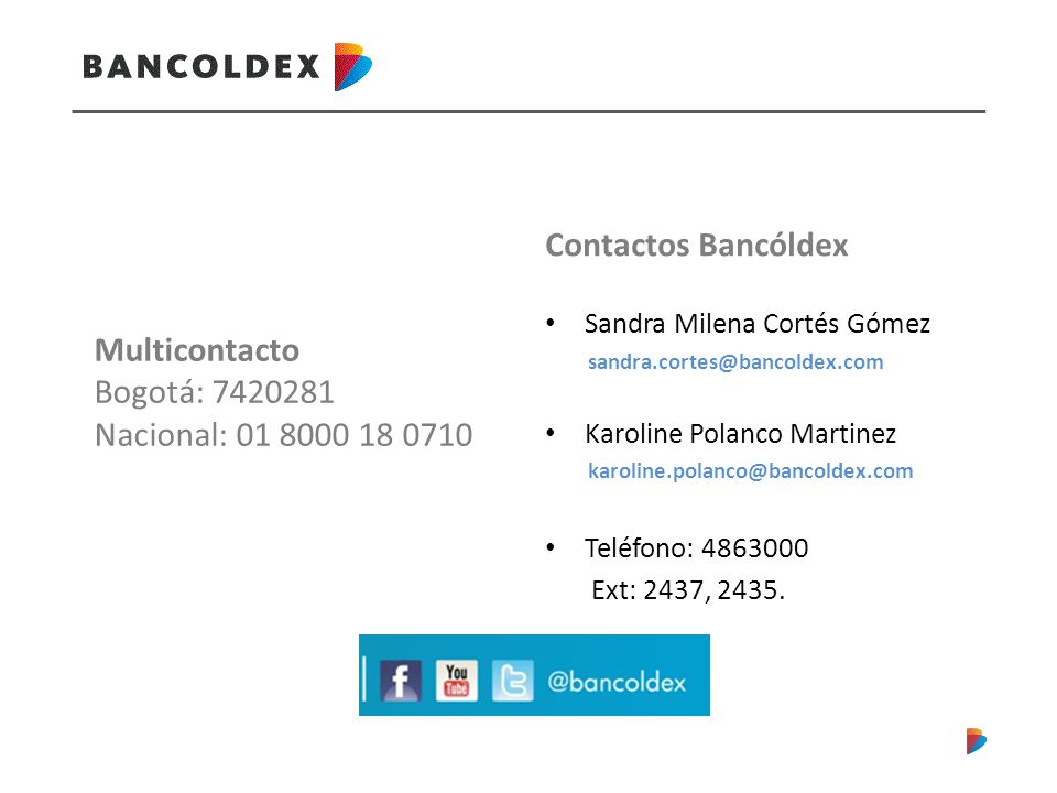 Contactos Bancóldex Multicontacto Bogotá:
