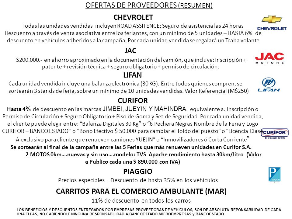 OFERTAS DE PROVEEDORES (RESUMEN)