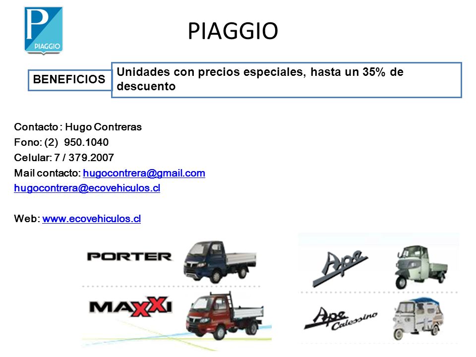 PIAGGIO Unidades con precios especiales, hasta un 35% de descuento