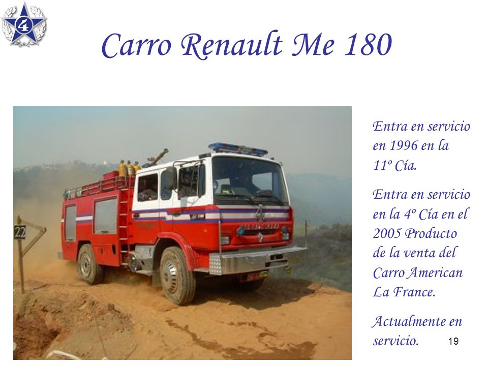 Carro Renault Me 180 Entra en servicio en 1996 en la 11º Cía.
