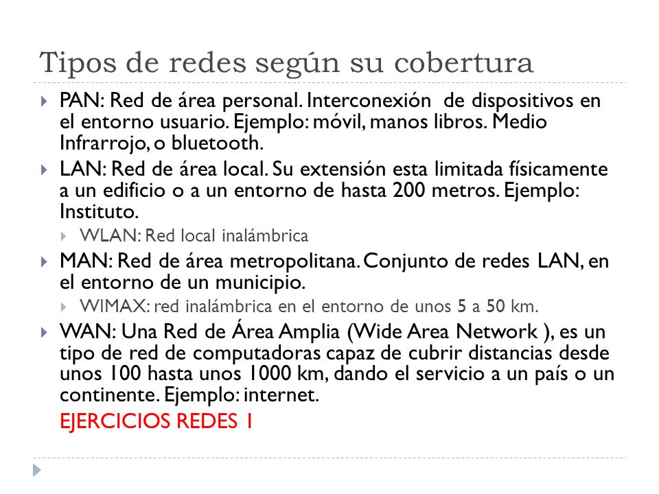 Tipos de redes según su cobertura