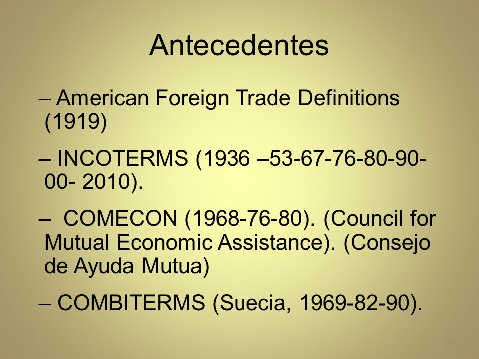 Antecedentes American Foreign Trade Definitions (1919)