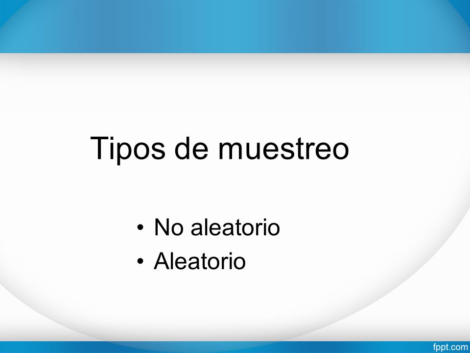Tipos de muestreo No aleatorio Aleatorio