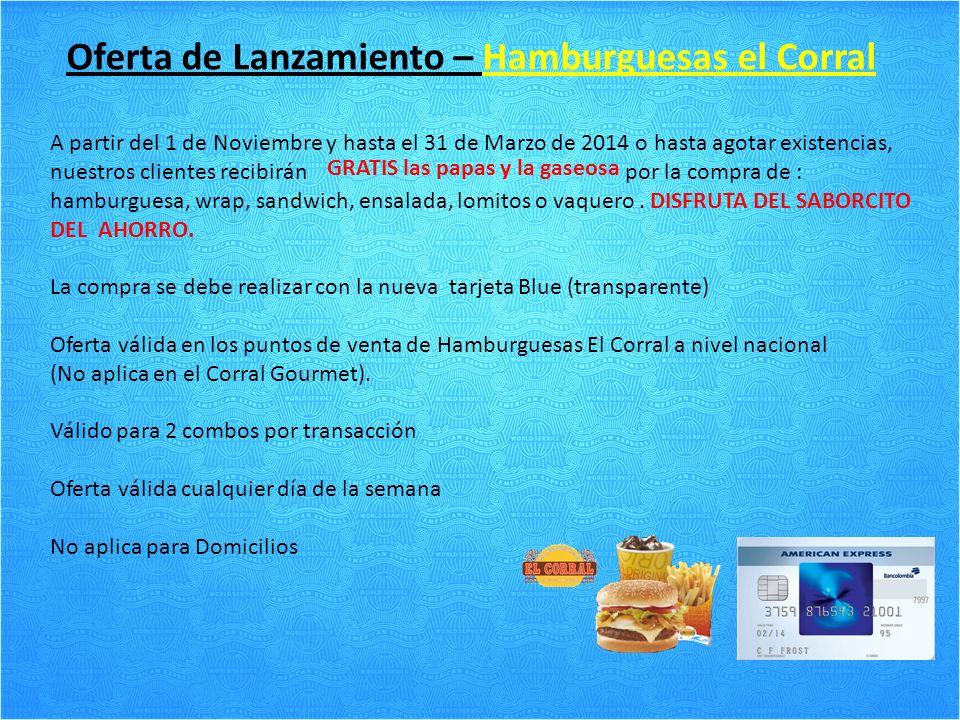 Oferta de Lanzamiento – Hamburguesas el Corral