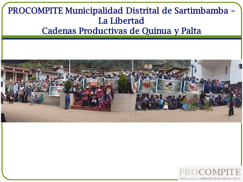 PROCOMPITE Municipalidad Distrital de Sartimbamba – La Libertad Cadenas Productivas de Quinua y Palta