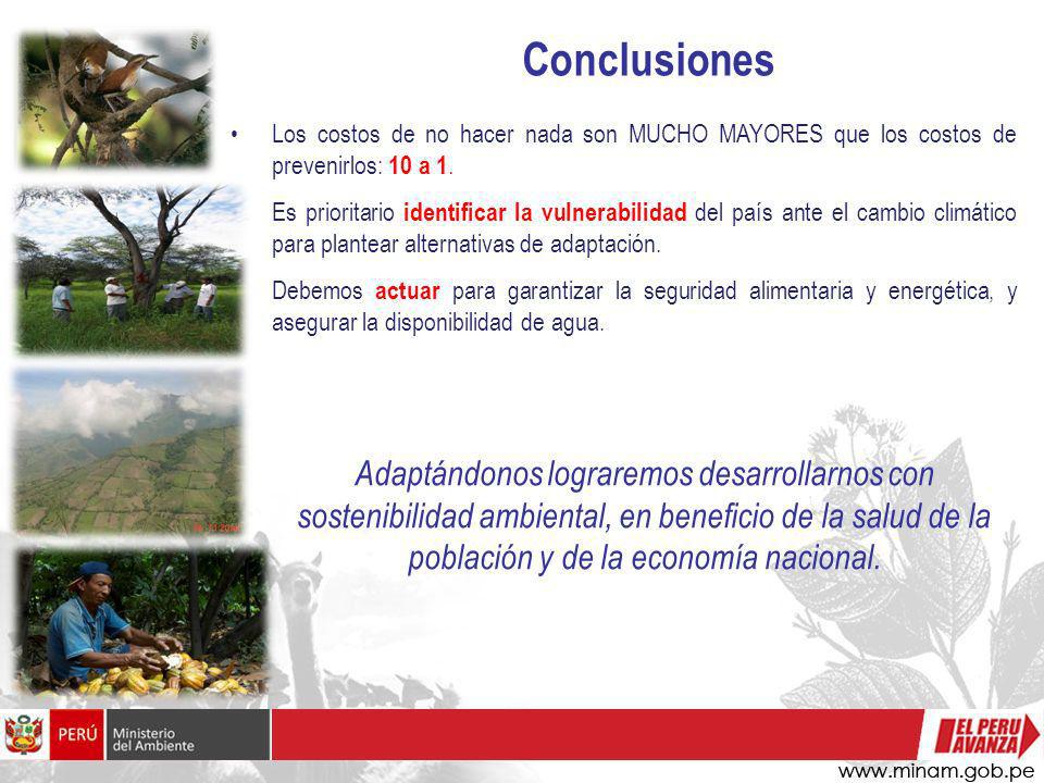 Conclusiones Los costos de no hacer nada son MUCHO MAYORES que los costos de prevenirlos: 10 a 1.