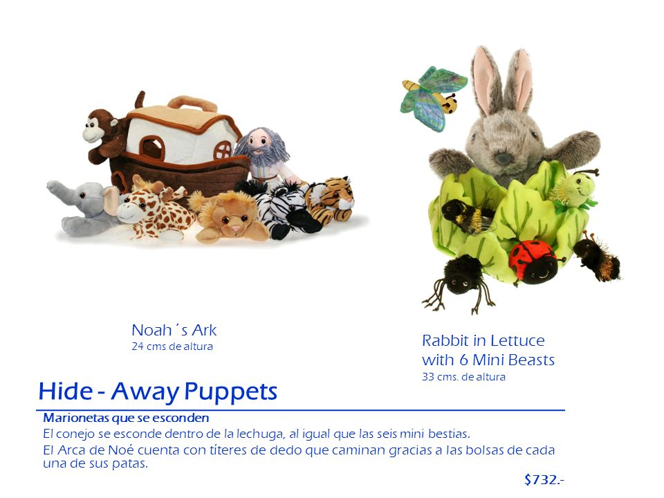 Hide - Away Puppets Noah´s Ark Rabbit in Lettuce with 6 Mini Beasts