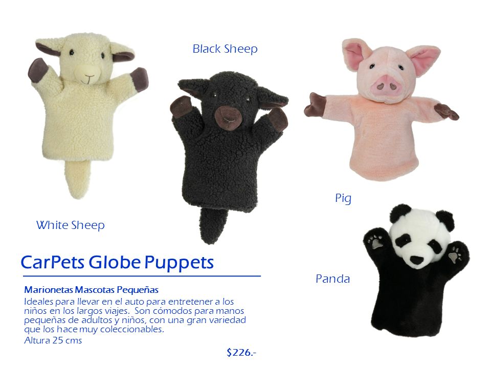 CarPets Globe Puppets Black Sheep Pig White Sheep Panda $226.-