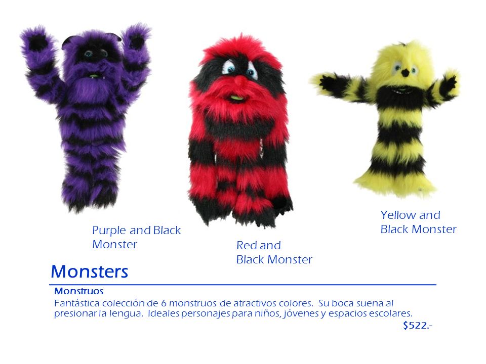 Monsters Yellow and Black Monster Purple and Black Monster Red and