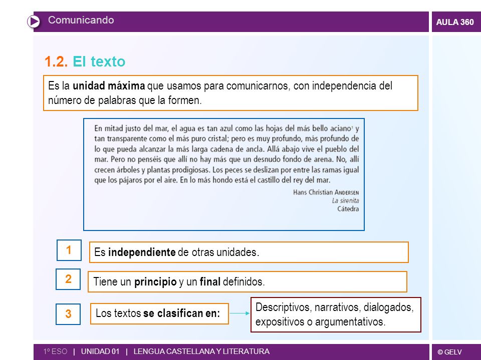 Comunicando 1.2. El texto. Es la unidad máxima que usamos para comunicarnos, con independencia del número de palabras que la formen.