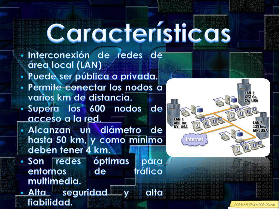 Características Interconexión de redes de área local (LAN)