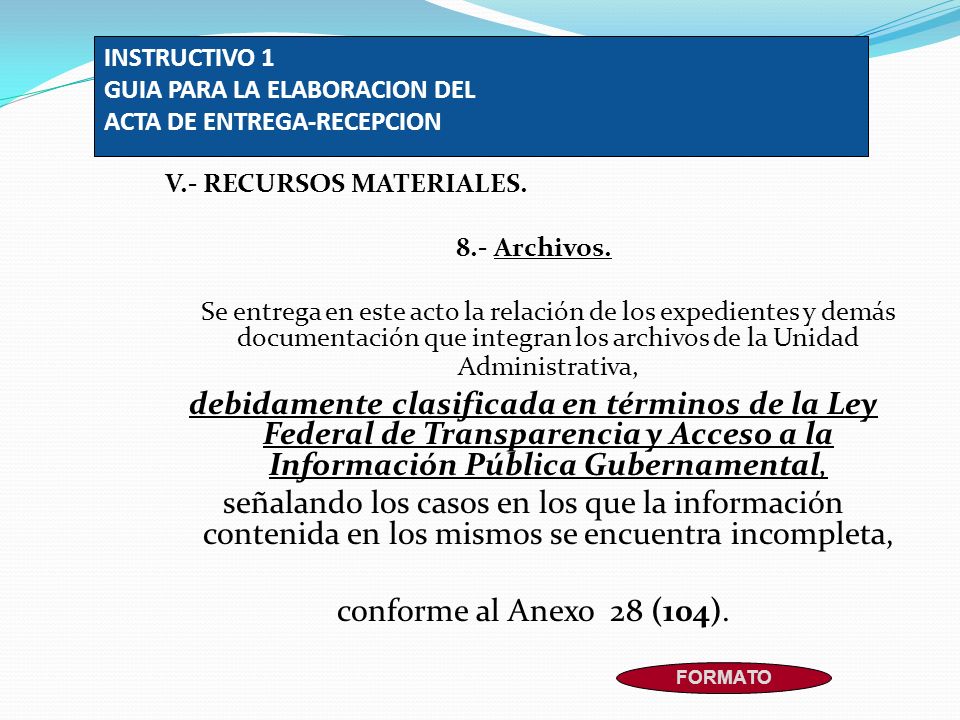 INSTRUCTIVO 1 GUIA PARA LA ELABORACION DEL ACTA DE ENTREGA-RECEPCION