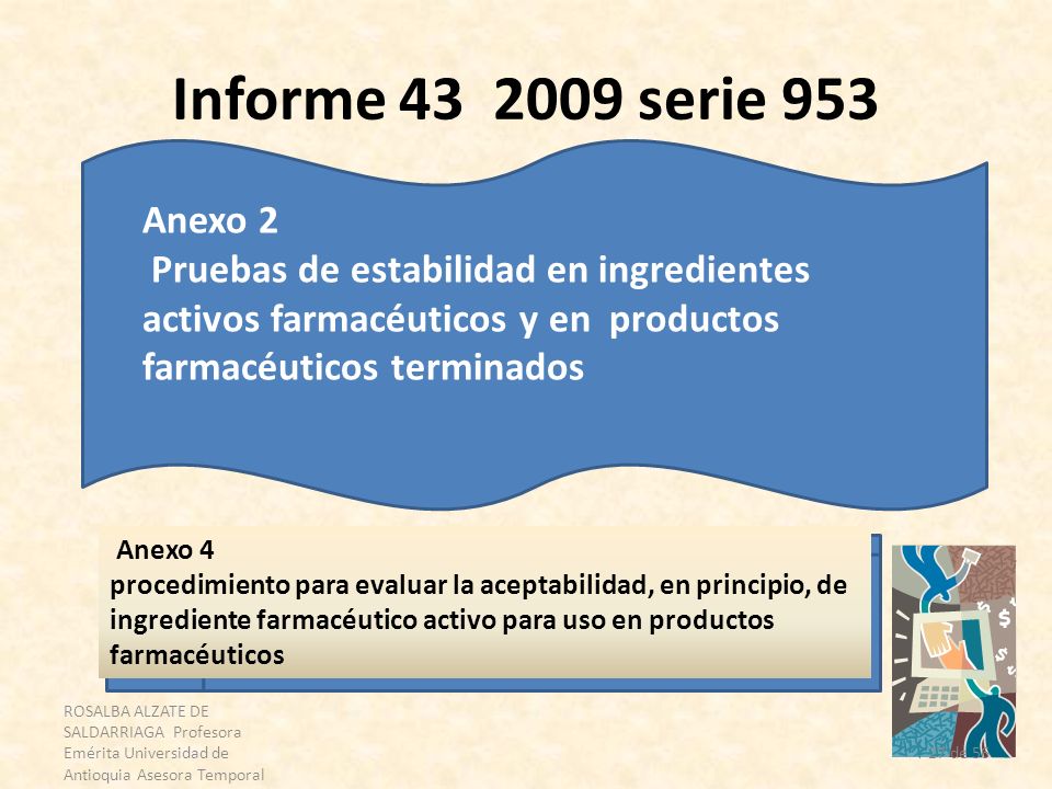 Informe serie 953 Anexo 2. Pruebas de estabilidad en ingredientes activos farmacéuticos y en productos farmacéuticos terminados.