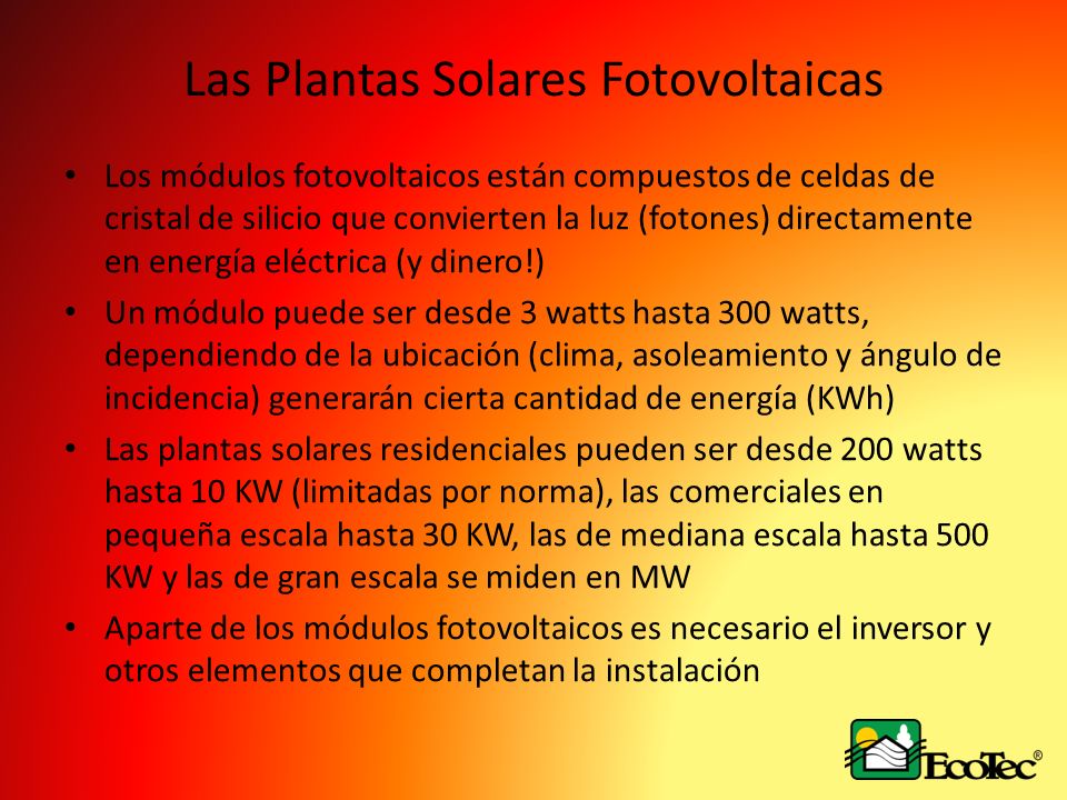 Las Plantas Solares Fotovoltaicas