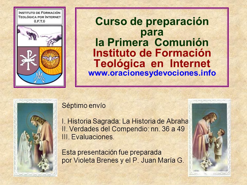 Curso de preparación para la Primera Comunión Instituto de Formación Teológica en Internet