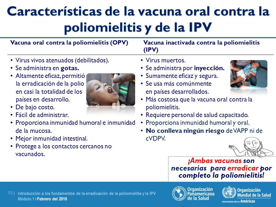 Características de la vacuna oral contra la poliomielitis y de la IPV