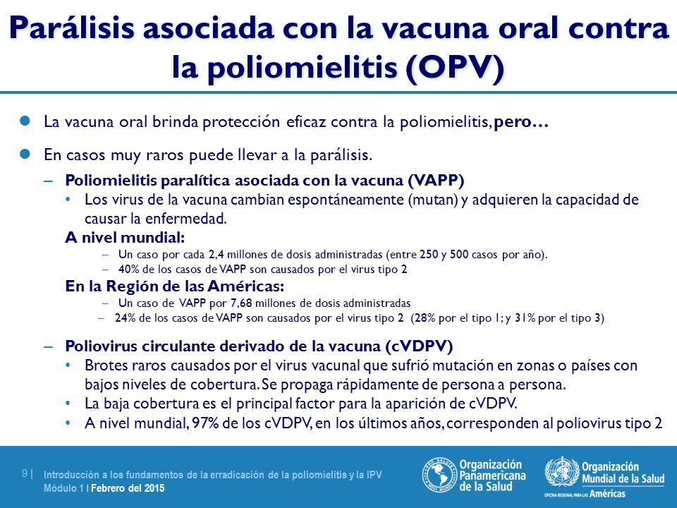 Parálisis asociada con la vacuna oral contra la poliomielitis (OPV)
