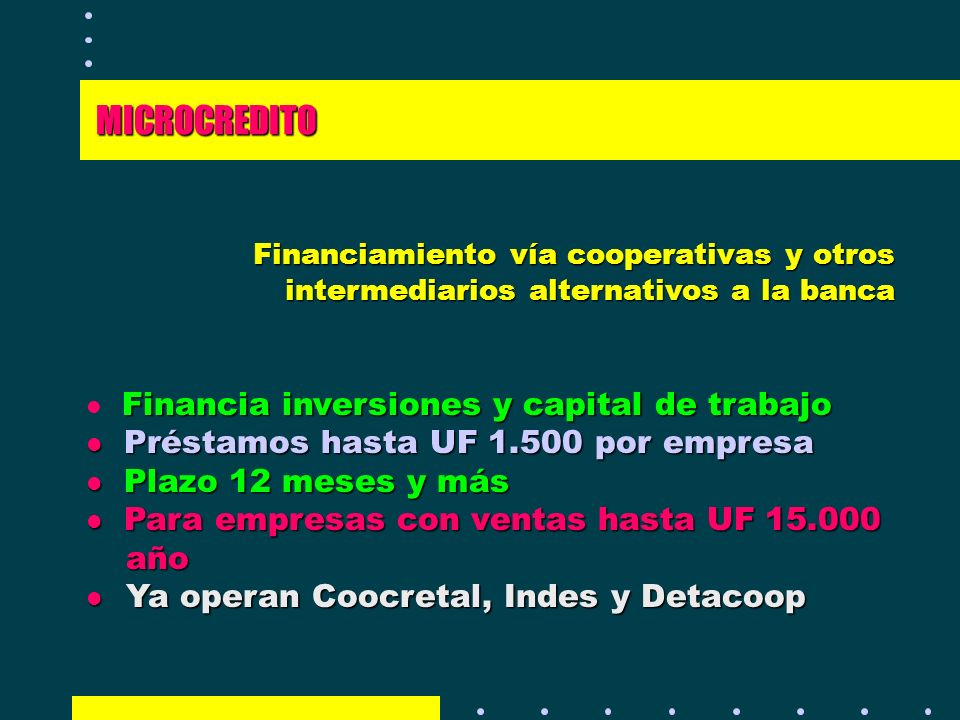 MICROCREDITO Préstamos hasta UF por empresa Plazo 12 meses y más