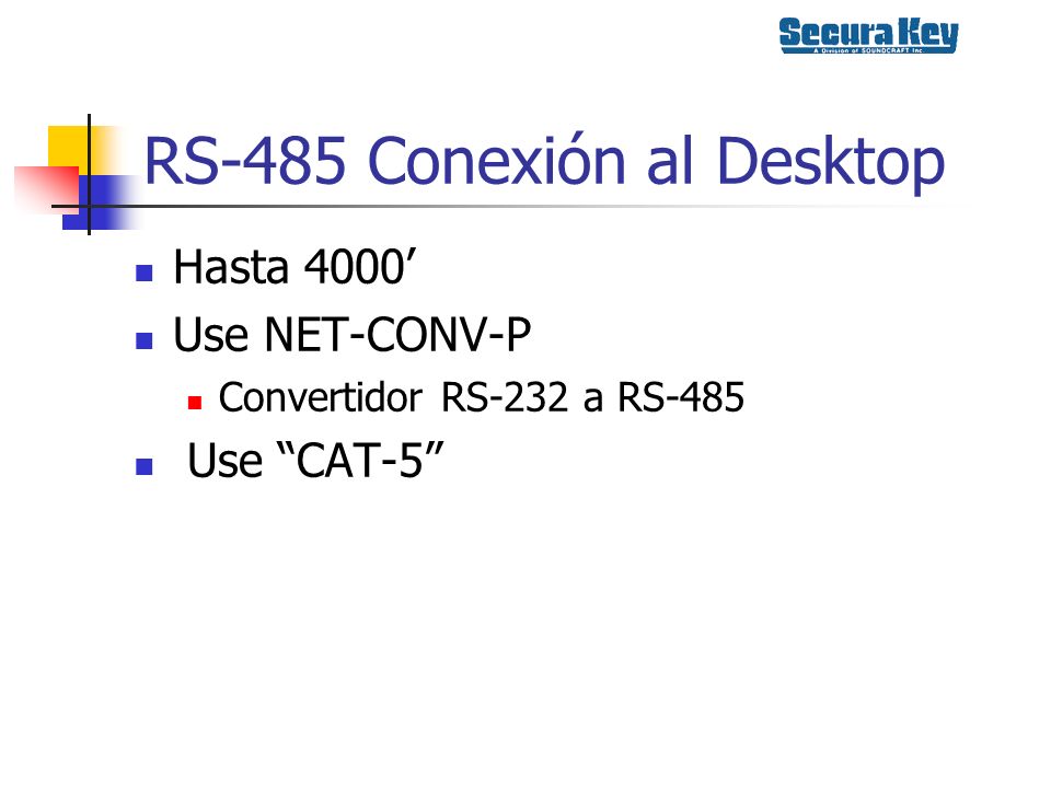 RS-485 Conexión al Desktop