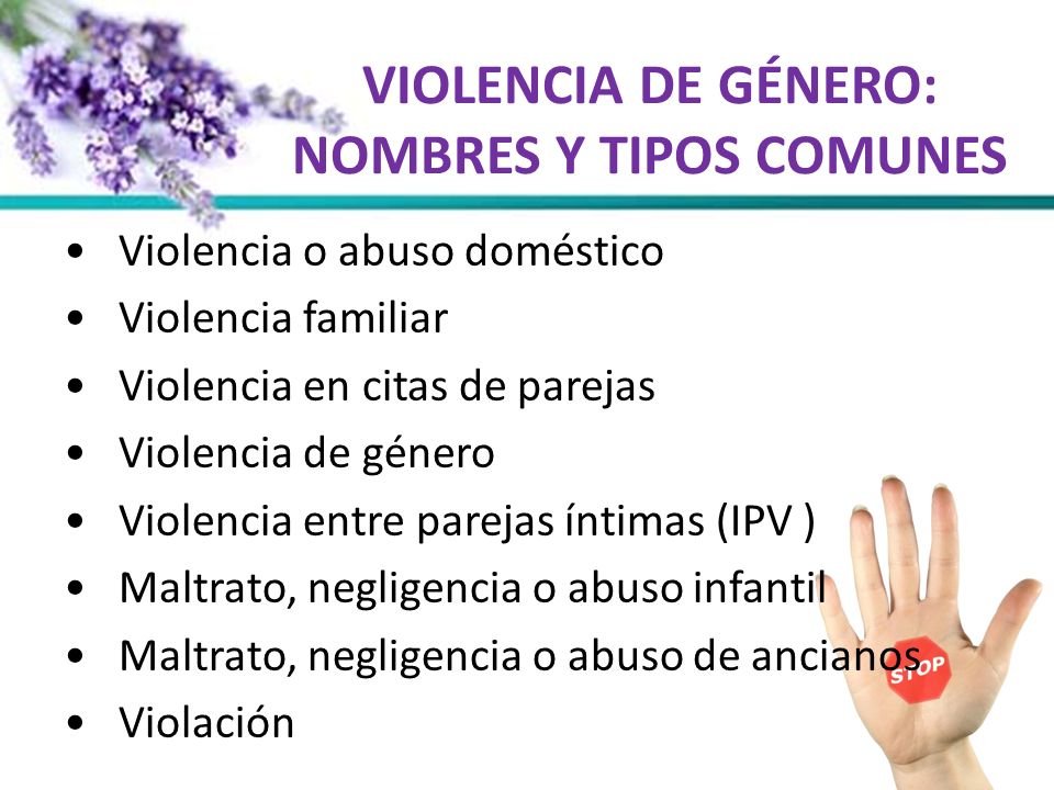 VIOLENCIA DE GÉNERO: NOMBRES Y TIPOS COMUNES