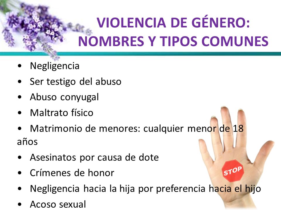VIOLENCIA DE GÉNERO: NOMBRES Y TIPOS COMUNES