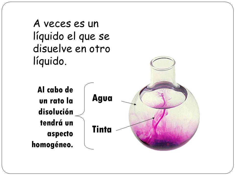A veces es un líquido el que se disuelve en otro líquido.