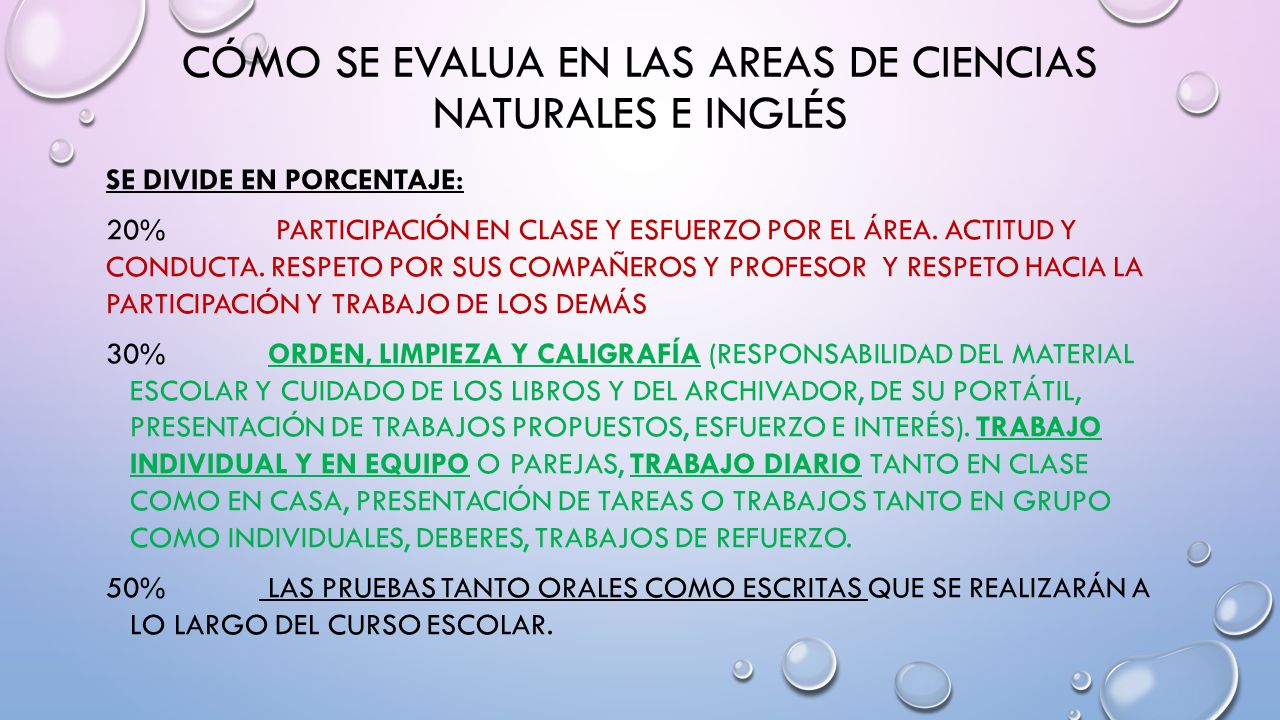 CÓMO SE EVALUA EN LAS AREAS DE CIENCIAS NATURALES E INGLÉS
