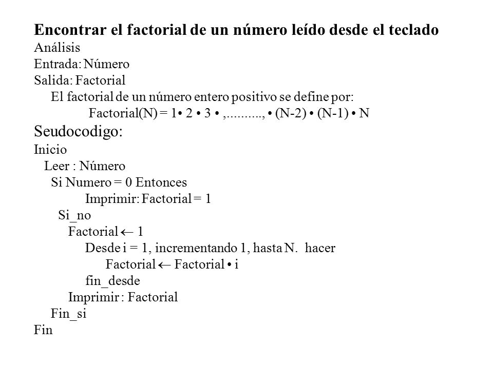 Encontrar el factorial de un número leído desde el teclado