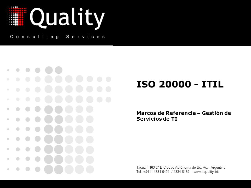 ISO ITIL Marcos de Referencia – Gestión de Servicios de TI