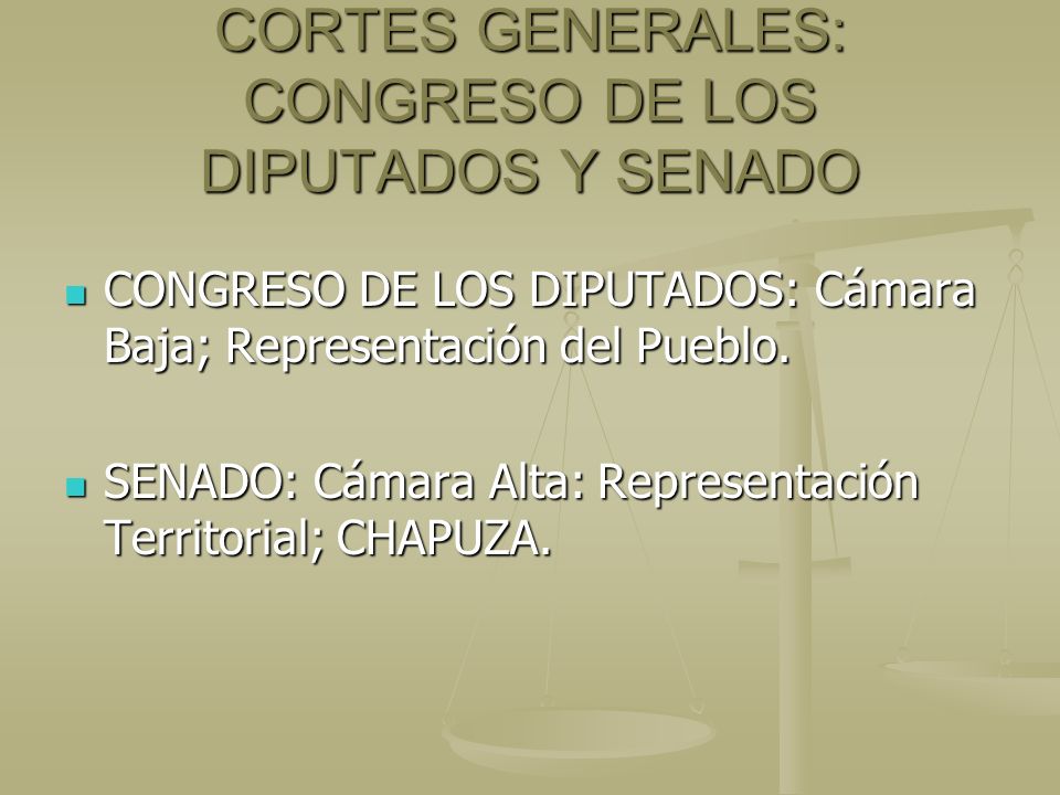 CORTES GENERALES: CONGRESO DE LOS DIPUTADOS Y SENADO