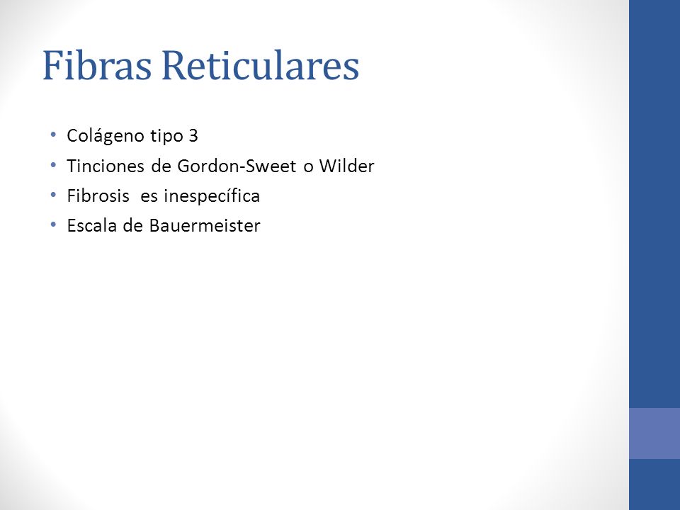 Fibras Reticulares Colágeno tipo 3 Tinciones de Gordon-Sweet o Wilder
