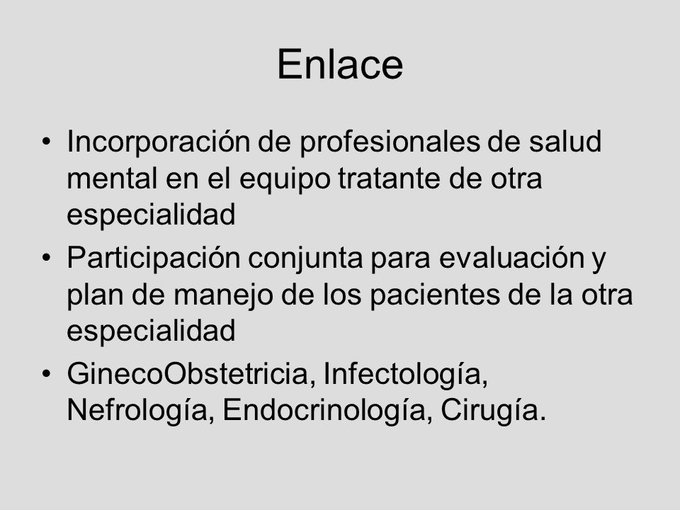 Enlace Incorporación de profesionales de salud mental en el equipo tratante de otra especialidad.