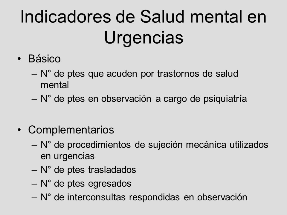 Indicadores de Salud mental en Urgencias