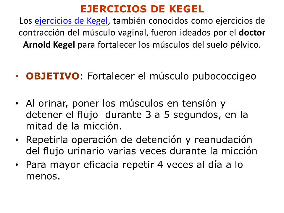 EJERCICIOS DE KEGEL Los ejercicios de Kegel, también conocidos como ejercicios de contracción del músculo vaginal, fueron ideados por el doctor Arnold Kegel para fortalecer los músculos del suelo pélvico.