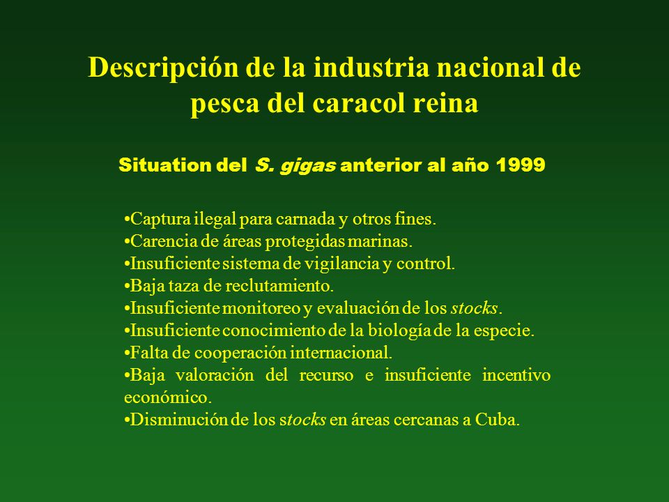 Descripción de la industria nacional de pesca del caracol reina