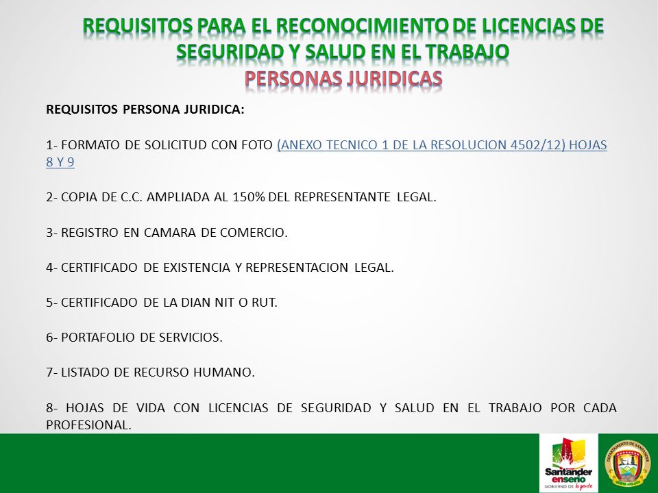 REQUISITOS PARA EL RECONOCIMIENTO DE LICENCIAS DE SEGURIDAD Y SALUD EN EL TRABAJO