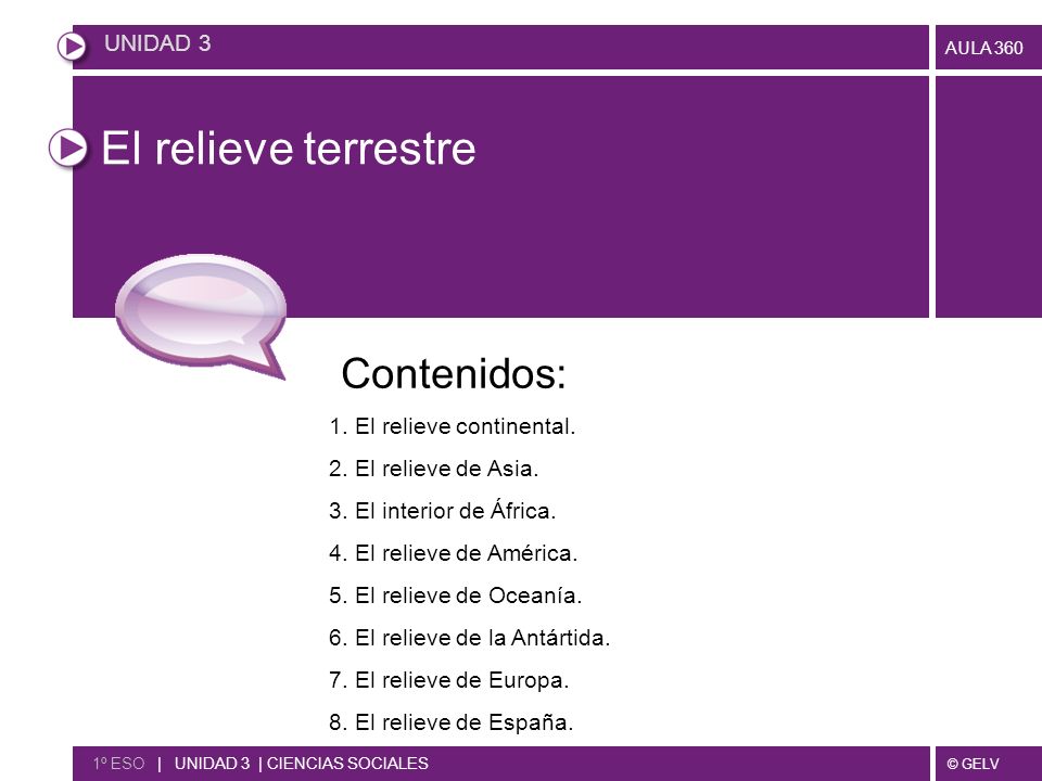 El relieve terrestre Contenidos: UNIDAD 3 1. El relieve continental.