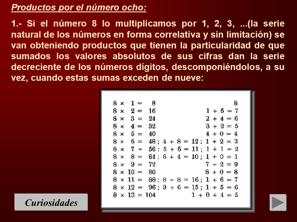 Curiosidades Productos por el número ocho: