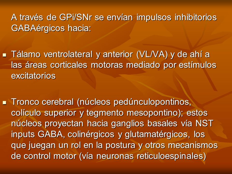 A través de GPi/SNr se envían impulsos inhibitorios GABAérgicos hacia: