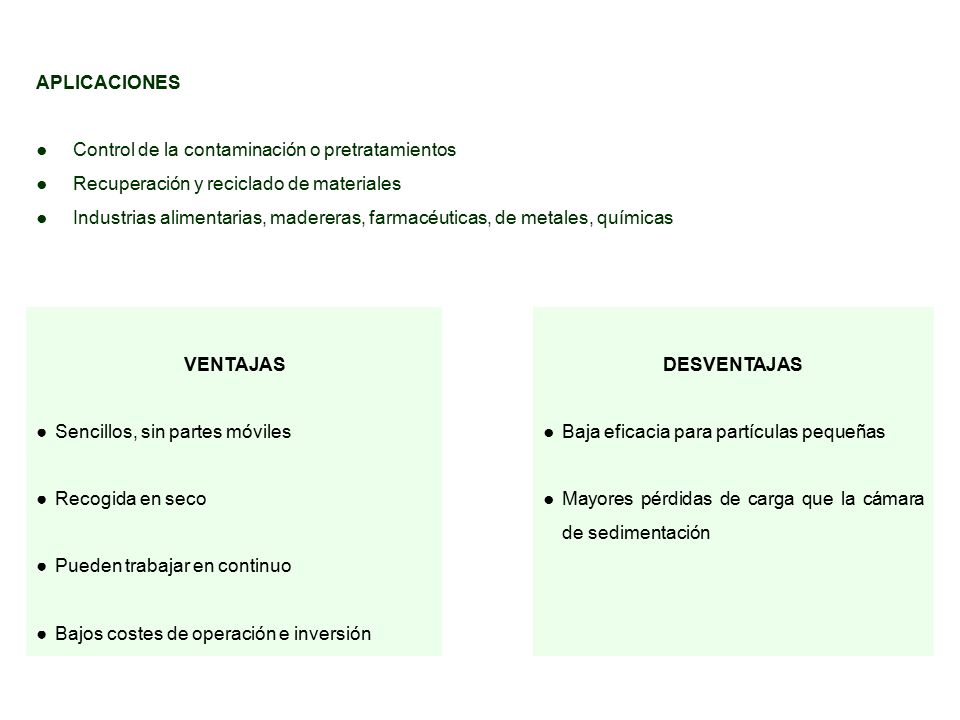 APLICACIONES ● Control de la contaminación o pretratamientos. ● Recuperación y reciclado de materiales.