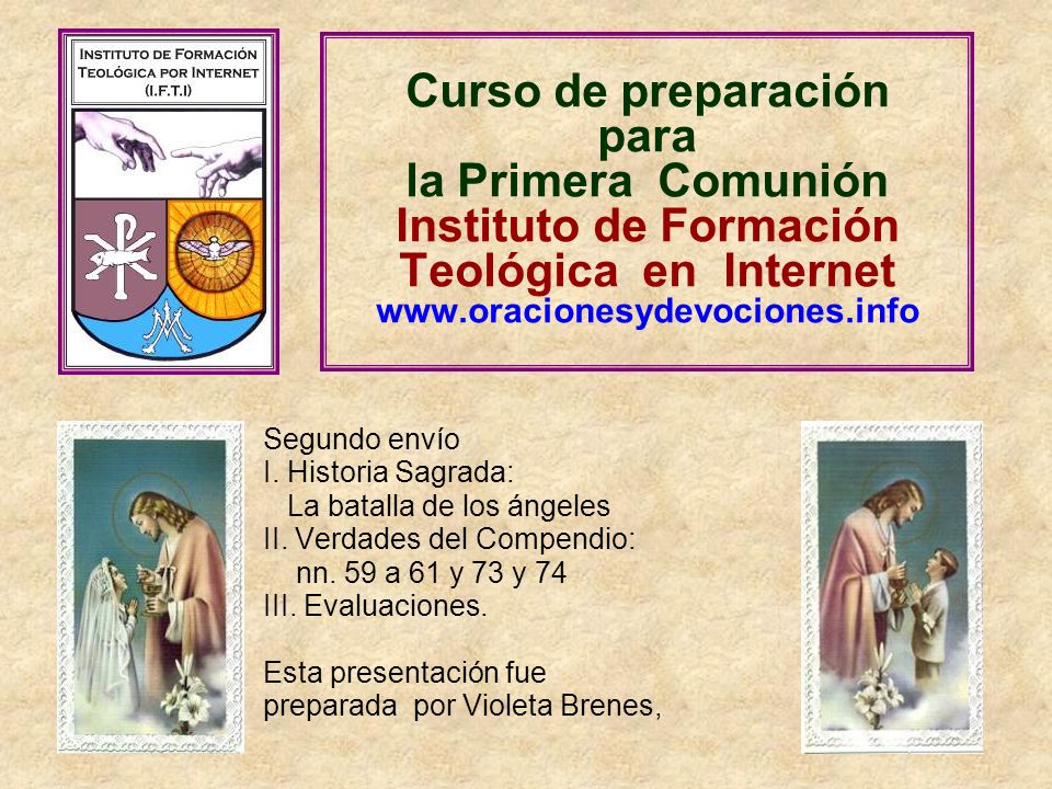 Curso de preparación para la Primera Comunión Instituto de Formación Teológica en Internet