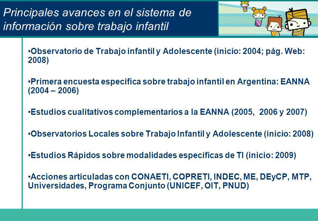 Principales avances en el sistema de información sobre trabajo infantil