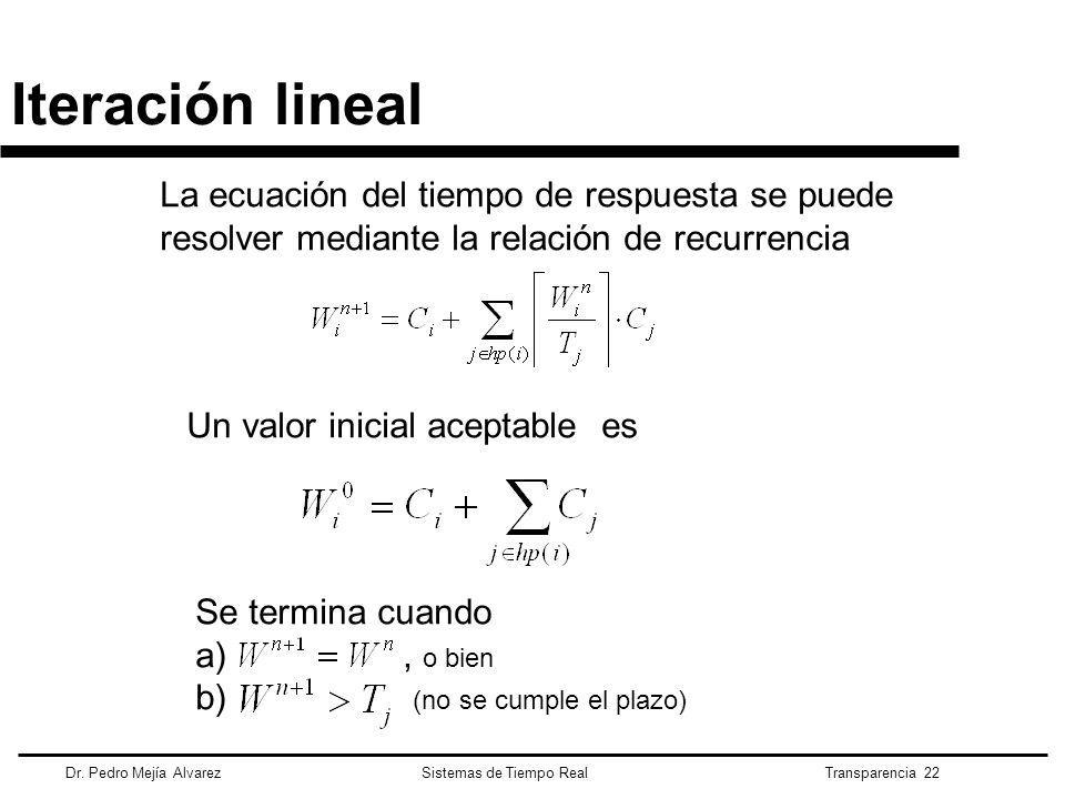 Iteración lineal La ecuación del tiempo de respuesta se puede