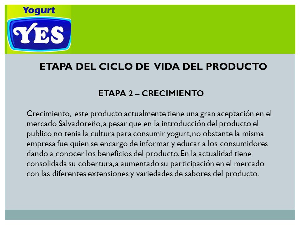 ETAPA DEL CICLO DE VIDA DEL PRODUCTO