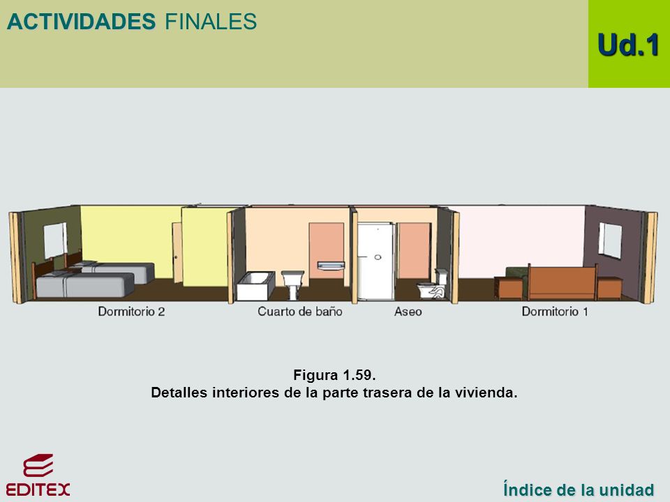 Detalles interiores de la parte trasera de la vivienda.