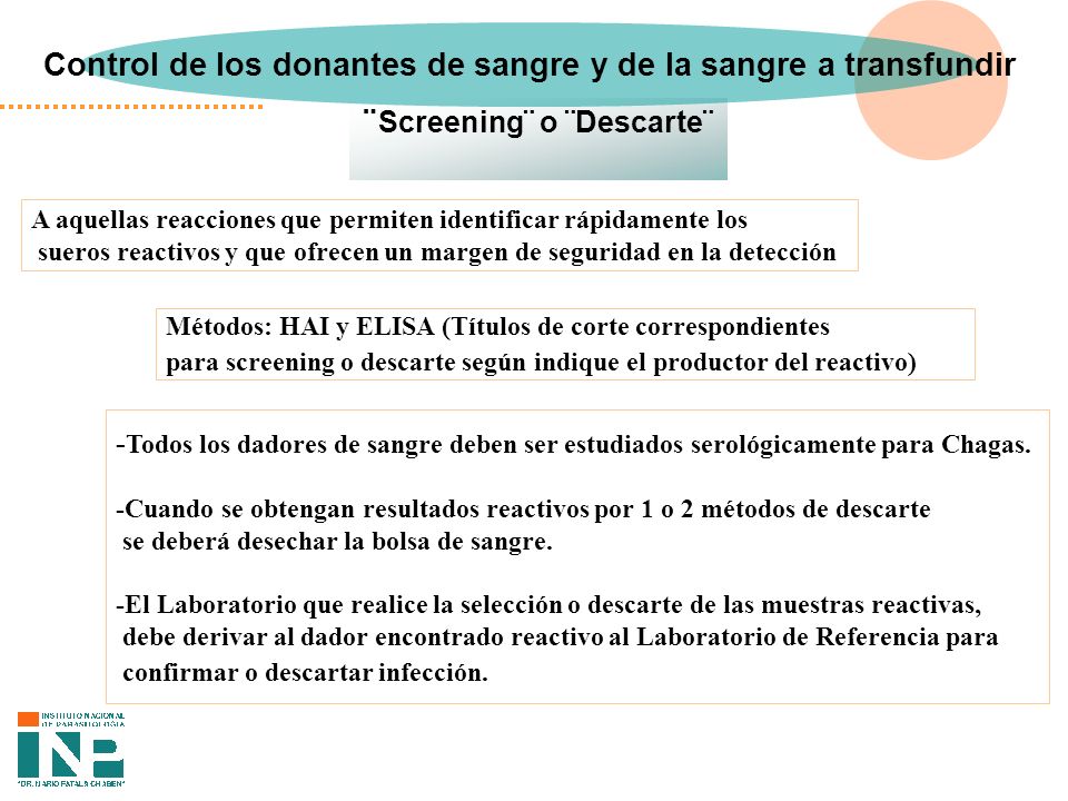 Control de los donantes de sangre y de la sangre a transfundir