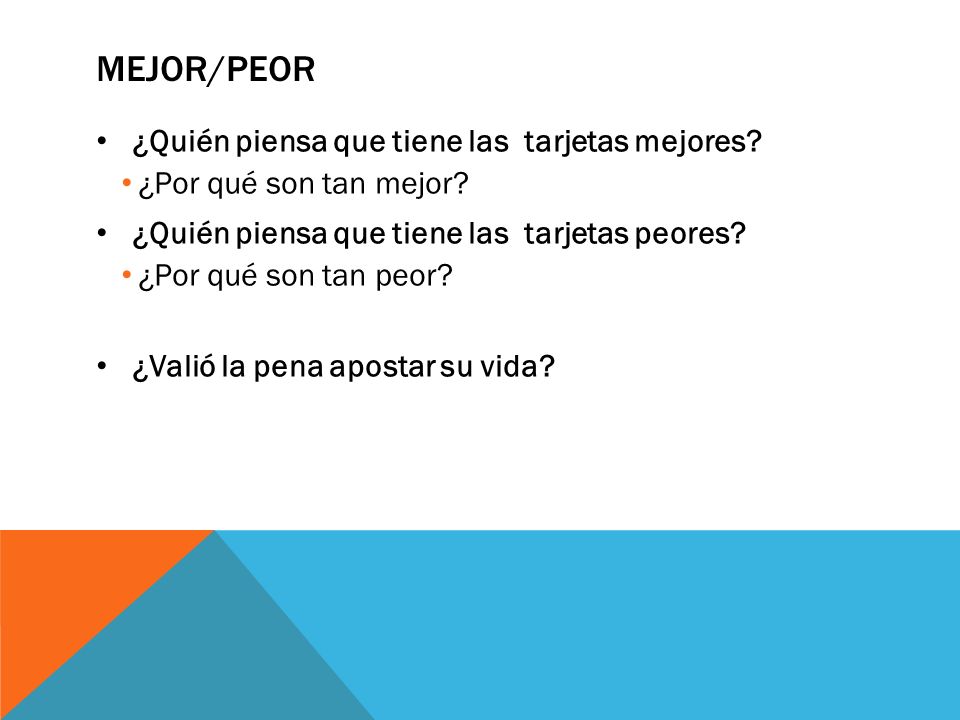 Mejor/Peor ¿Quién piensa que tiene las tarjetas mejores