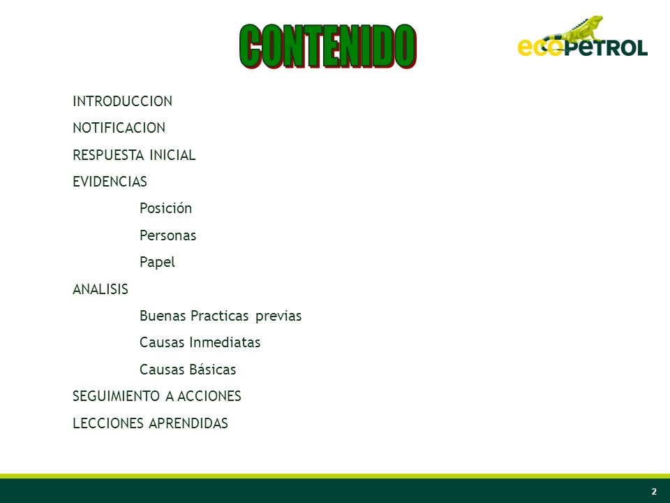 CONTENIDO INTRODUCCION NOTIFICACION RESPUESTA INICIAL EVIDENCIAS